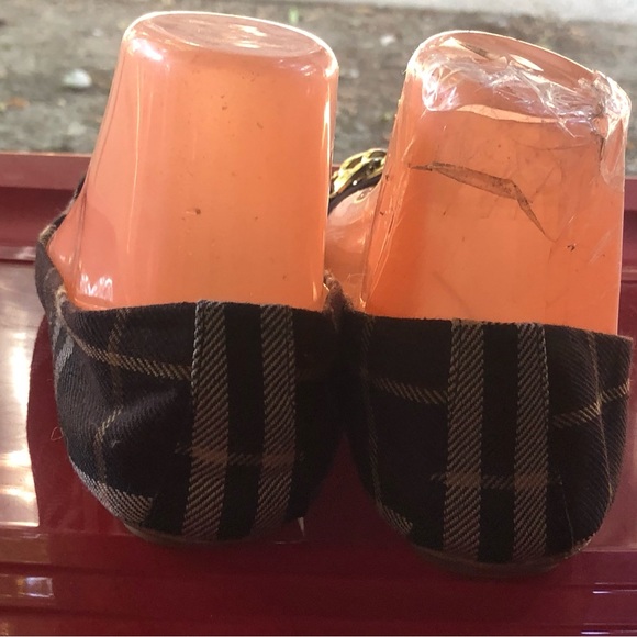 Sam Eldelman Womes Brown Gray Black Plaid w/Gold Chain Ballet Sandals Size 6M - Picture 6 of 11